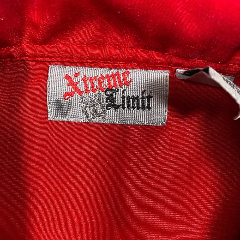 Xtreme Limit‎ Red Dragon Skull Graphic Button Down Shirt Mens Medium 10/12 Y2K